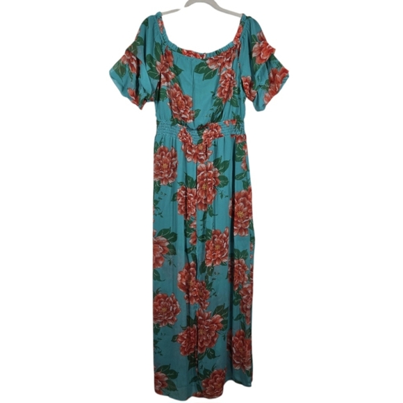 Flying Tomato Dresses & Skirts - Flying Tomato Floral Ruffle Off Shoulder Smocked Waist Maxi Dress Size Large